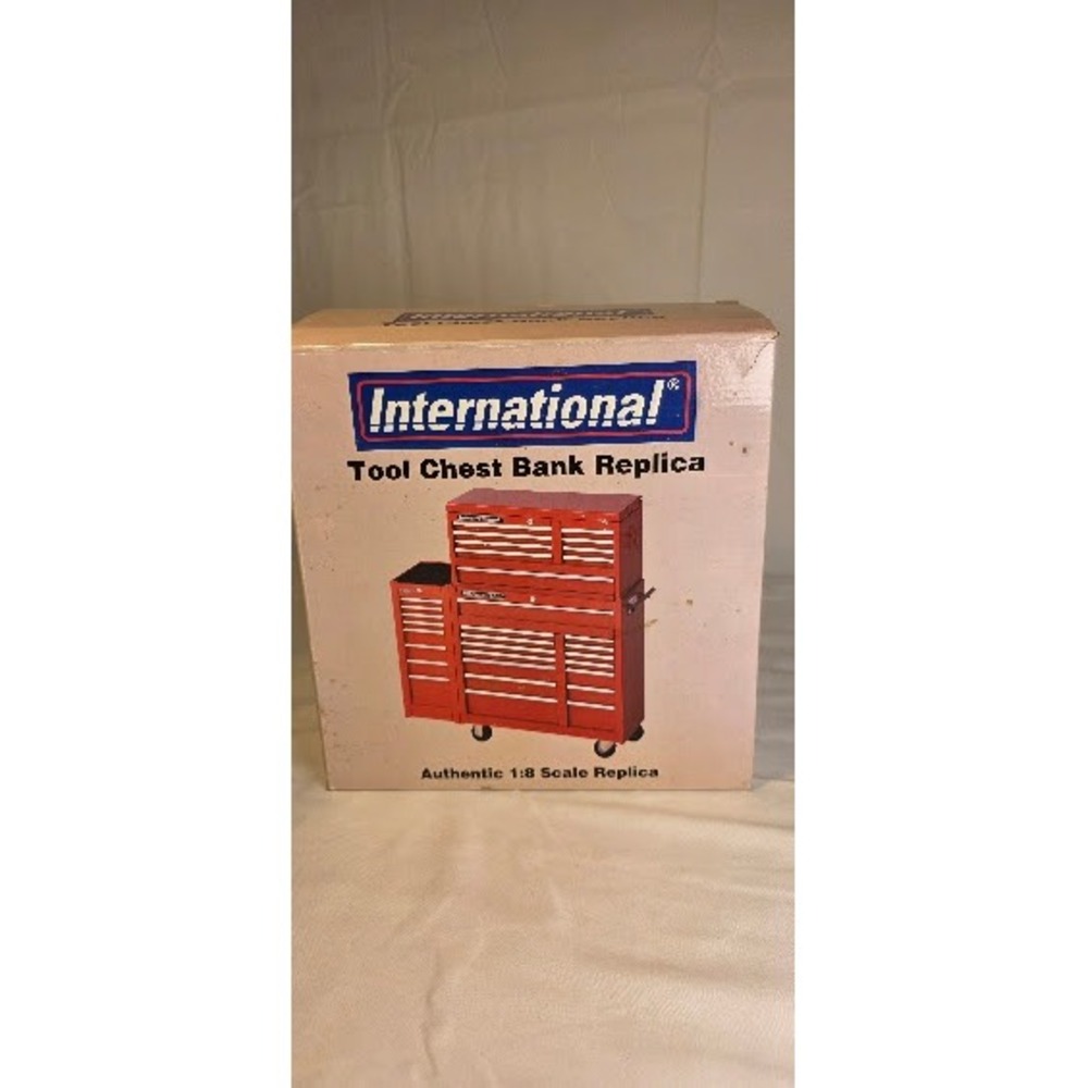 Vintage International Tool Chest Bank Replica 1:8 Scale Red Miniature Metal Box